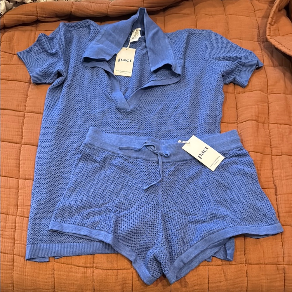 Pact Blue Beach Coverup Set Set